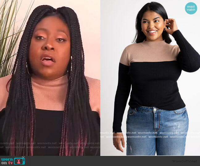 Eloquii Colorblock Sweater worn by Loni Love on The Real