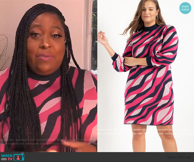 Eloquii Intarsia Sweater Dress worn by Loni Love on The Real