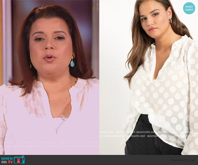 Eloquii Ruffle Neck Blouse With Flounce Cuff worn by Ana Navarro on The View