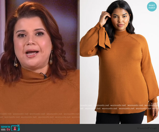 Eloquii Tie Sleeve Turtleneck Sweater worn by Ana Navarro on The View