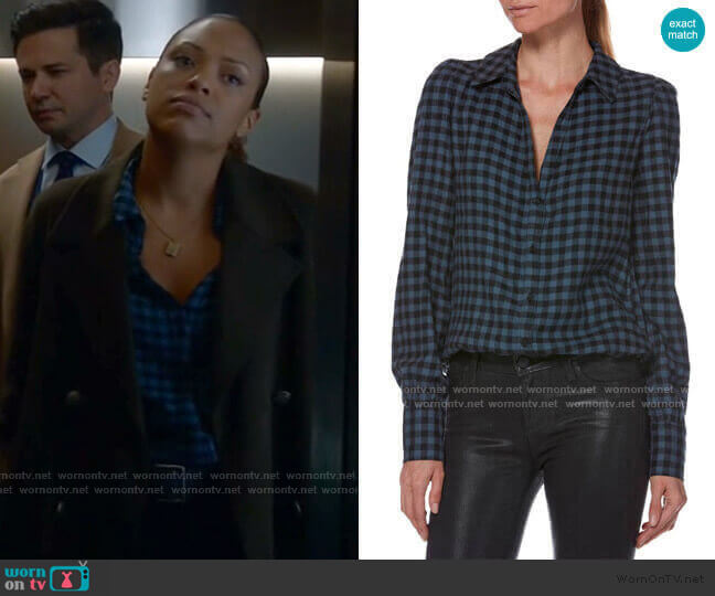 Paige Enid Shirt in Black / Midnight Slate worn by Danny James (Jaime Lee Kirchner) on Bull