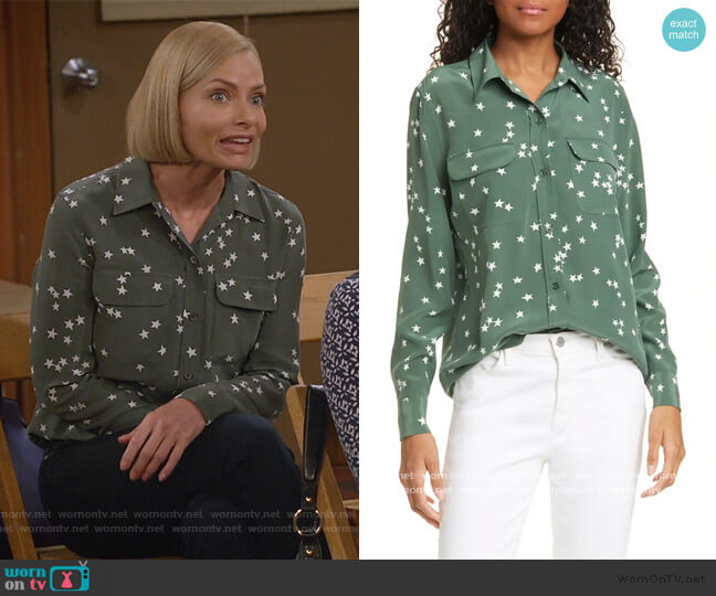 Equipment Starry Night Silk Shirt worn by Jill Kendall (Jaime Pressly) on Mom