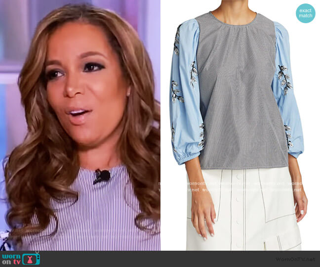 Essentiel Antwerp Floral Embellished Sleeve Blouse worn by Sunny Hostin on The View