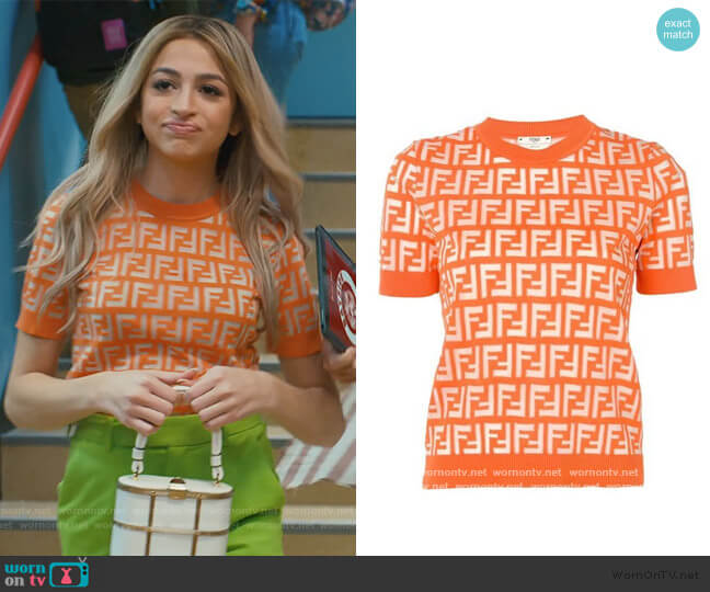 Fendi Logo Short Sleeve Sweater worn by Lexi (Josie Totah) on Saved By The Bell