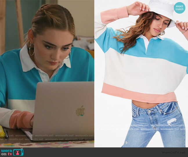 Forever 21 Rugby Colorblock Shirt worn by Taylor Otto (Meg Donnelly) on American Housewife