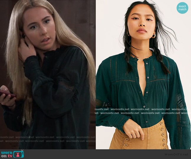 Free People Emma Buttondown worn by Josslyn Jacks (Eden McCoy) on General Hospital