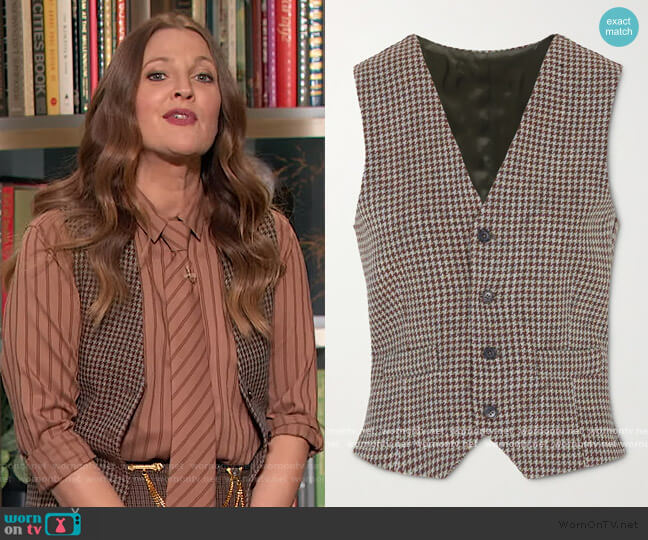 Giuliva Heritage The Andrea houndstooth wool vest worn by Drew Barrymore on The Drew Barrymore Show
