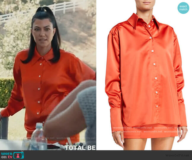 Gauge 81 Palermo Satin Oversized Shirt worn by Kourtney Kardashian on Keeping Up with the Kardashians