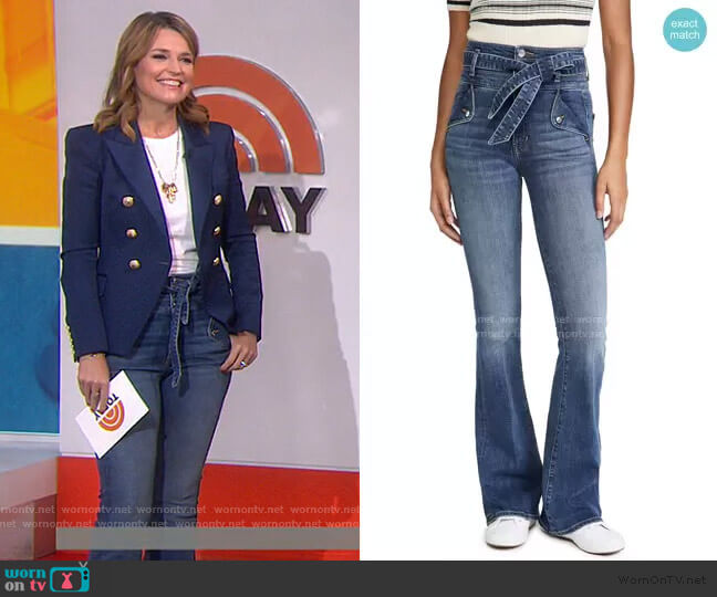 Veronica Beard Giselle High-Rise Skinny Flare Jean worn by Savannah Guthrie on Today