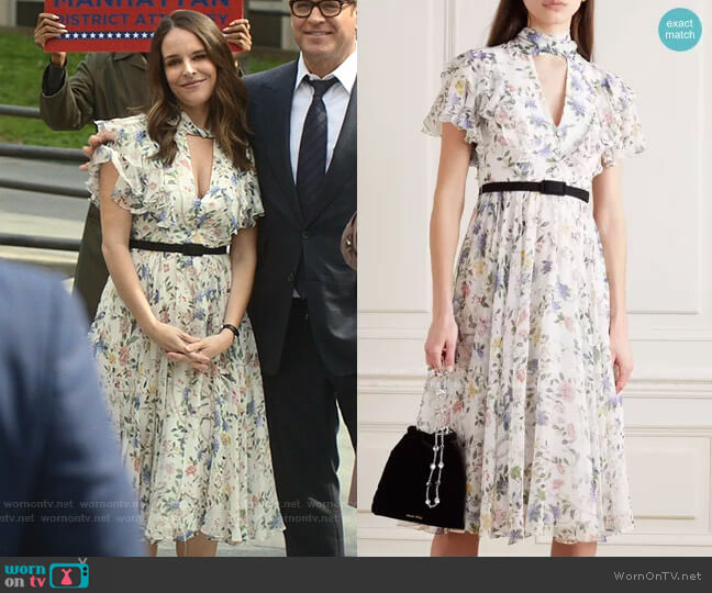 Erdem Giudita Tie-Neck Floral-Print Dress worn by Isabella Colón (Yara Martinez) on Bull