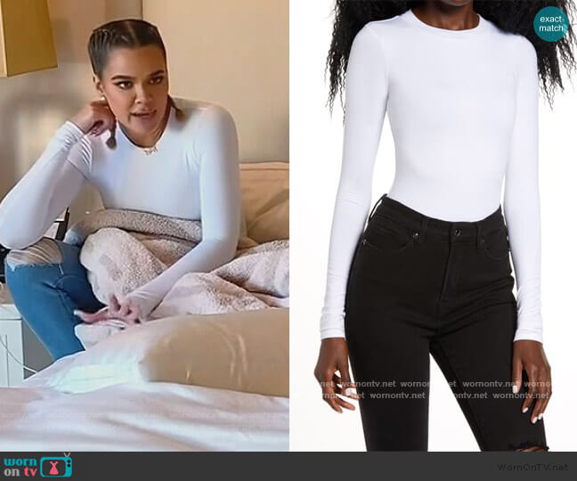 Good American Good Body Long Sleeve Bodysuit worn by Khloe Kardashian on Keeping Up with the Kardashians