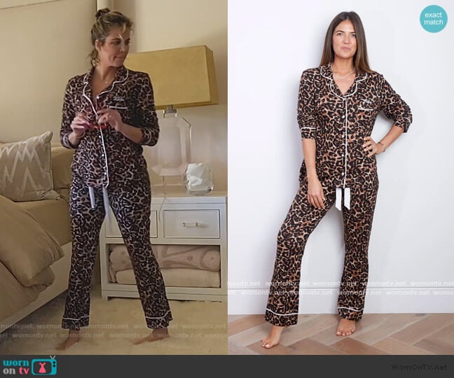 HA Designs Sleep Jersey Pyjama Set in Leopard worn by Khloe Kardashian on Keeping Up with the Kardashians