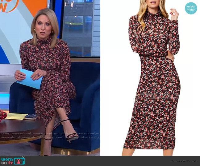 Ramy Brook Heidi Printed Bodycon Dress worn by Amy Robach on Good Morning America