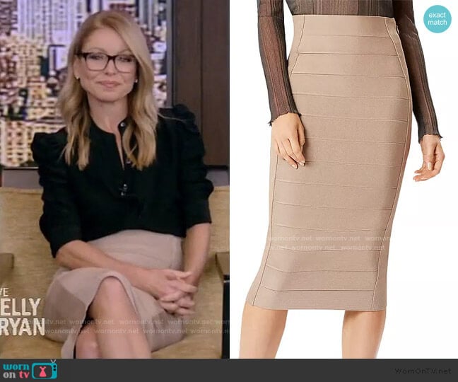 Herve Leger Bandage Pencil Skirt worn by Kelly Ripa on Live with Kelly and Mark