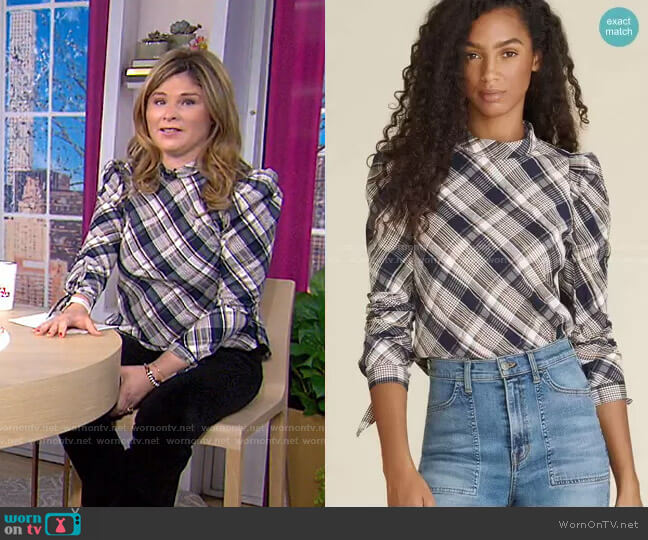 Veronica Beard Isabel Plaid Top worn by Jenna Bush Hager on Today