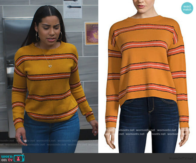 JC Penny Striped Sweater worn by Daisy (Haskiri Velazquez) on Saved By The Bell