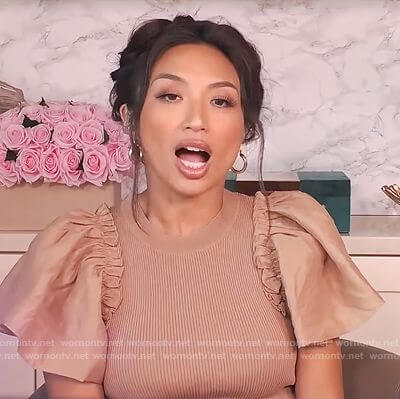 Jeannie’s beige flutter sleeve top on The Real