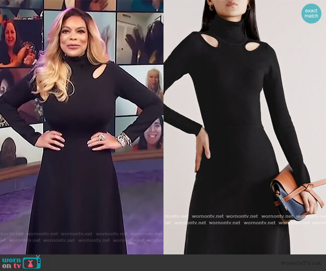 Jason Wu Cutout stretch-knit turtleneck midi dress worn by Wendy Williams on The Wendy Williams Show