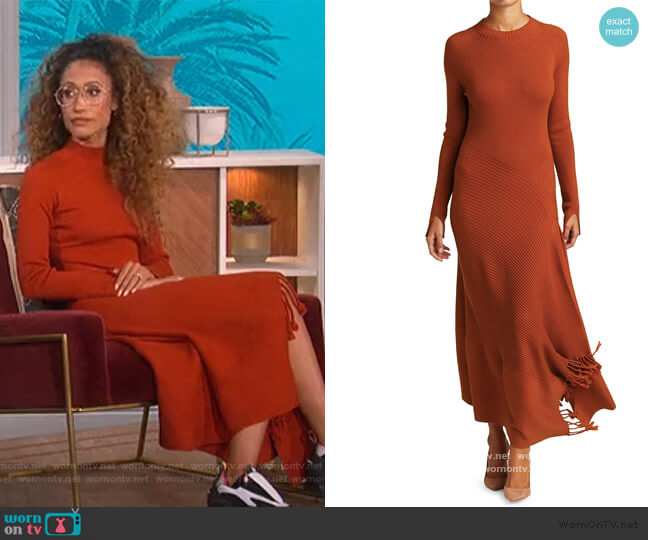Jonathan Simkhai Penelope Draped Open-Back Knit Dress worn by Elaine Welteroth on The Talk