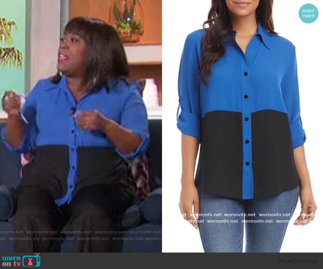 Karen Kane Colorblock Button Front Shirt worn by Sheryl Underwood on The Talk