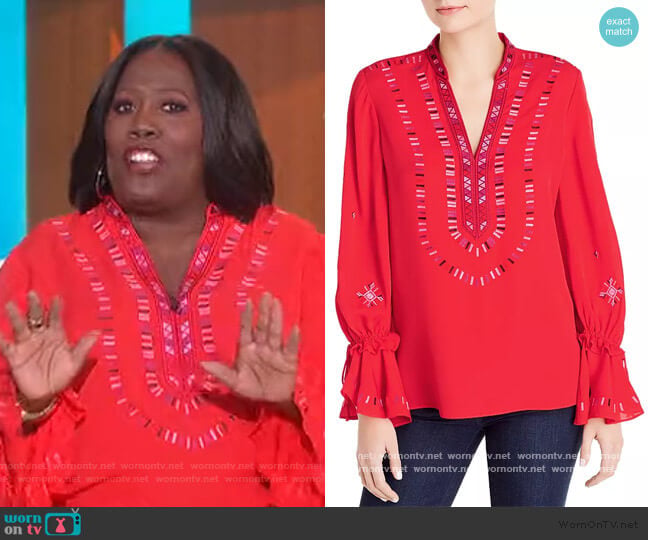 Kobi Halperin Junie Embroidered Blouse worn by Sheryl Underwood on The Talk