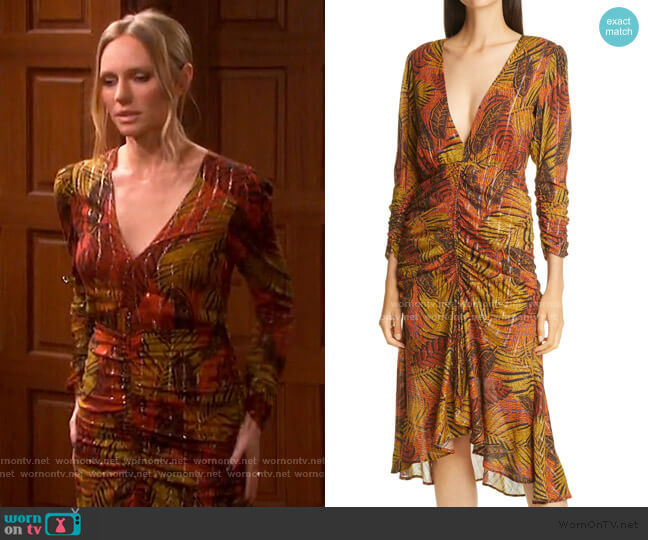 Le Superbe Crosby Ave Ruched Midi Dress worn by Abigail Deveraux (Marci Miller) on Days of our Lives