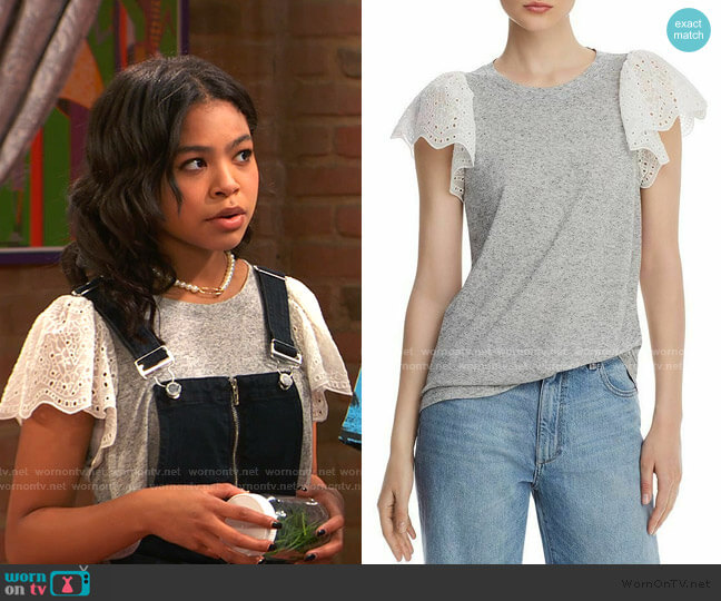 Rebecca Taylor Livy Lace-Trimmed Jersey Top worn by Nia Baxter (Navia Robinson) on Ravens Home