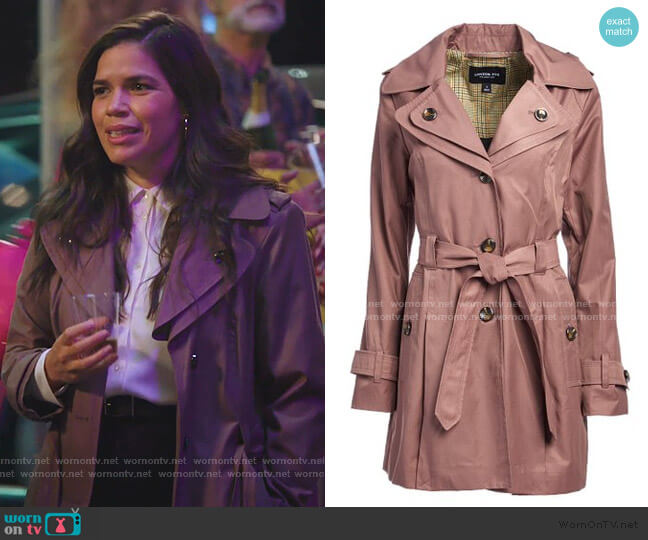 London Hog Adobe Hooded Trench Coat worn by Amy (America Ferrera) on Superstore