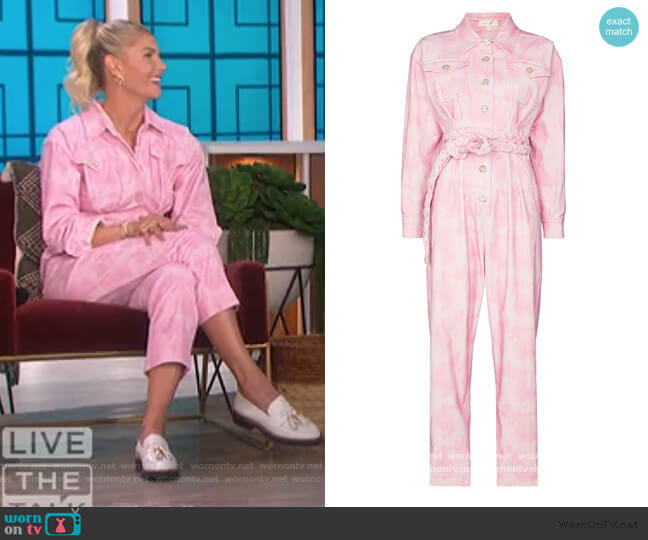 Love Shack Fancy Morellia tie-dye corduroy jumpsuit worn by Amanda Kloots on The Talk