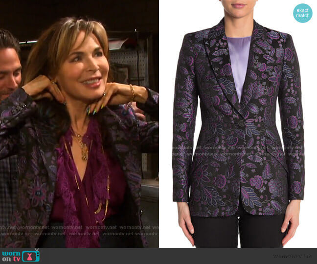 Elie Tahari Madison Jacquard Blazer worn by Kate Roberts (Lauren Koslow) on Days of our Lives