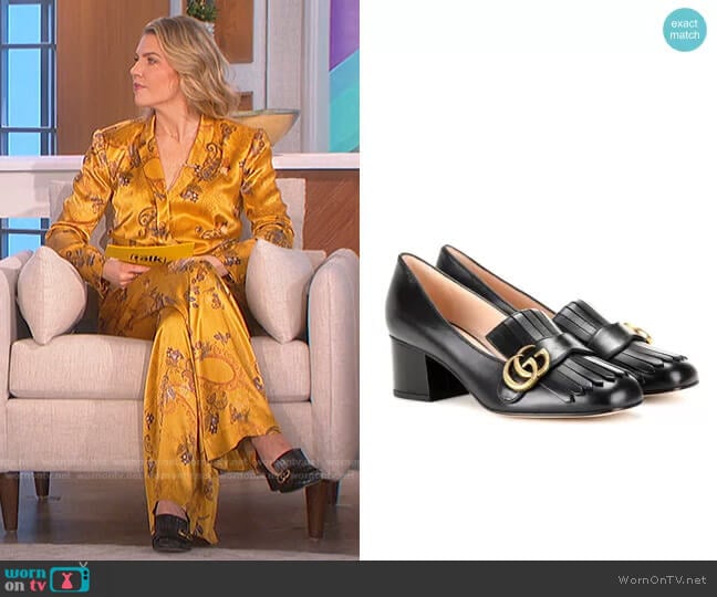 Gucci Marmont leather loafer pumps worn by Amanda Kloots on The Talk