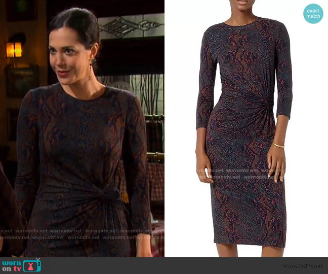Joie Meika Snakeskin Print Gathered Midi Dress worn by Jan Spears (Heather Lindell) on Days of our Lives