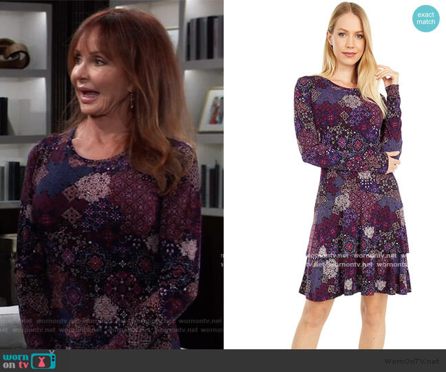 Michael Michael Kors Mega Patchwork Medallion Flounce Dress worn by Bobbie Spencer (Jackie Zeman) on General Hospital