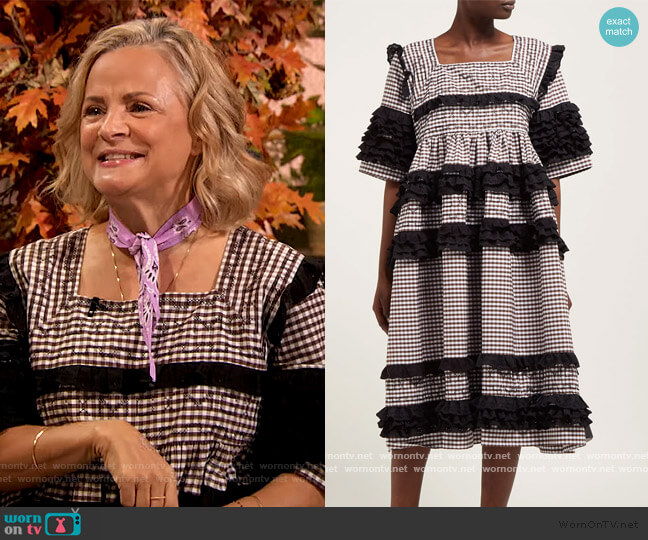 Molly Goddard Elodie ruffled gingham-cotton midi dress