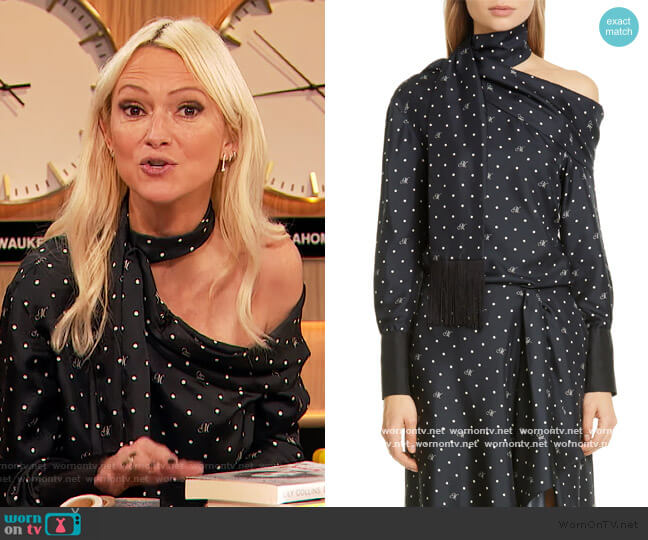 Monse Logo Dot Print Scarf Neck One Shoulder Shirt
