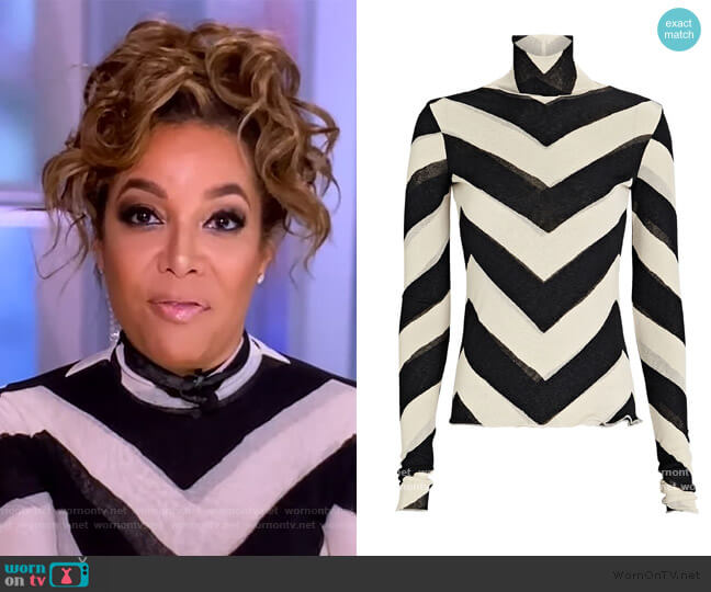 Nanushka Harri Printed Mesh Turtleneck Top worn by Sunny Hostin on The View