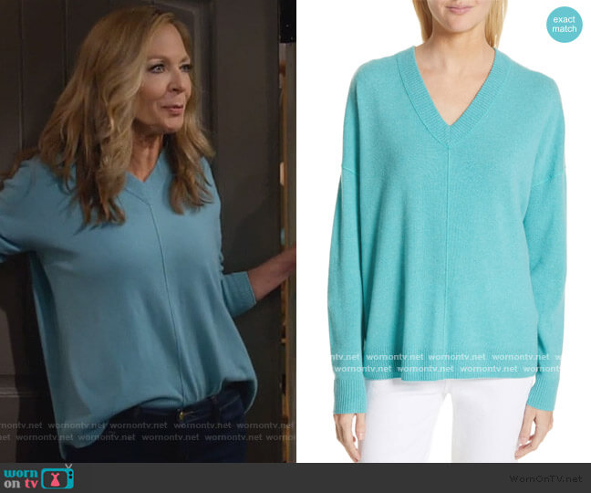 Nordstrom Signature Cashmere Double V-Neck Pullover worn by Bonnie Plunkett (Allison Janney) on Mom