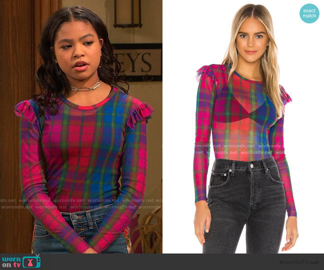 Only Hearts No Doubt Ruffle Top worn by Nia Baxter (Navia Robinson) on Ravens Home