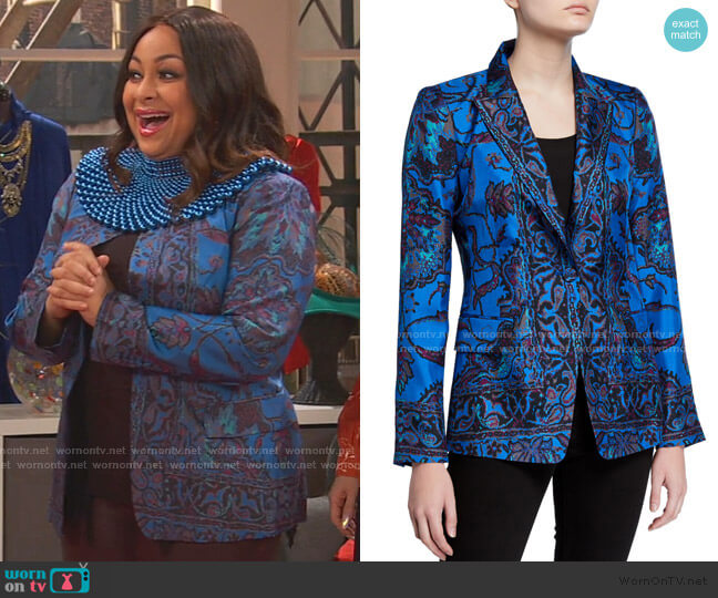 Kobi Halperin Petra Printed Silk Jacket worn by Raven Baxter (Raven-Symoné) on Ravens Home