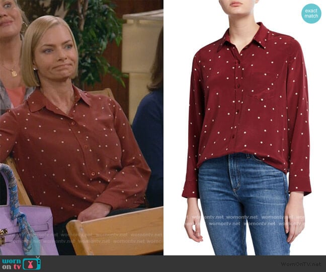 Rails Kate Stars Silk Shirt worn by Jill Kendall (Jaime Pressly) on Mom