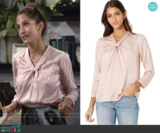 Rebecca Taylor Long Sleeve Snake Jacquard Top worn by Lily Winters (Christel Khalil) on The Young and the Restless