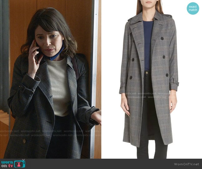 Sandro Roselier Plaid Trench Coat worn by Taylor Rentzel (MacKenzie Meehan) on Bull