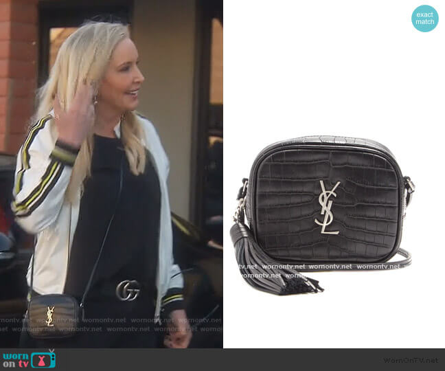 Saint Laurent Monogram Blogger leather cross-body bag worn by Shannon Beador on The Real Housewives of Orange County