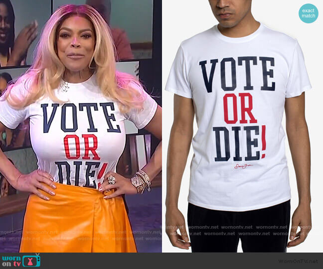 Sean John Vote or Die Tee worn by Wendy Williams on The Wendy Williams Show