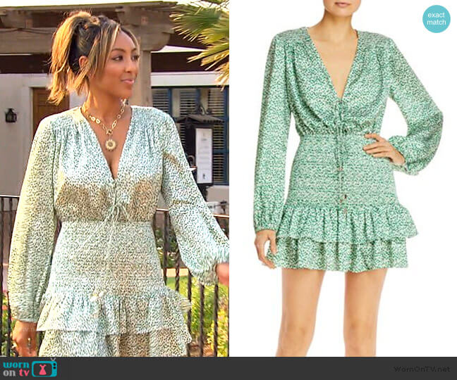 Significant Other Hedi Printed Smocked Dress worn by Tayshia Adams on The Bachelorette