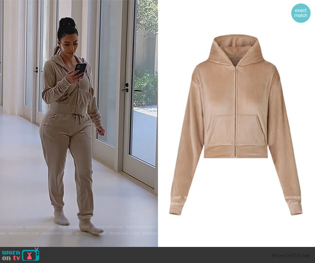 Skims Velour Hoodie worn by Kim Kardashian on Keeping Up with the Kardashians