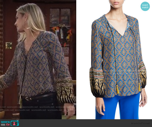 Kobi Halperin Sofia Blouse worn by Sharon Newman (Sharon Case) on The Young and the Restless