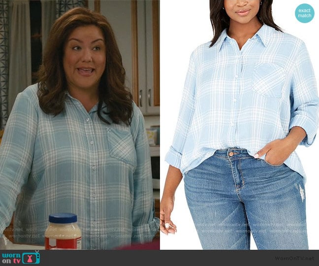 Style & Co Plaid Shirt worn by Katie Otto (Katy Mixon) on American Housewife