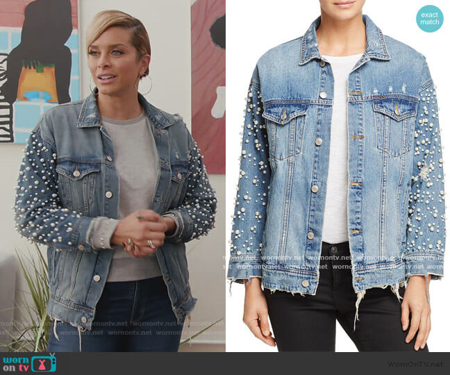 Sunset & Spring Embellished Denim Jacket worn by Robyn Dixon on The Real Housewives of Potomac