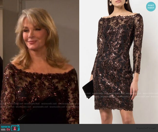 Tadashi Shoji Bane Sequin Embroidered Dress worn by Marlena Evans (Deidre Hall) on Days of our Lives